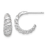Image of 14.5mm Sterling Silver Rhodium-plated CZ Post Hoop Earrings QE17168