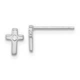 Image of Sterling Silver Rhodium-plated CZ Cross Post Earrings QE17685