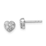 Image of 6mm Sterling Silver Rhodium-plated CZ Heart Post Earrings QE8686