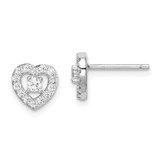 Image of 8mm Sterling Silver Rhodium-plated CZ Heart Post Earrings QE14909