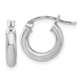 Image of 16mm Sterling Silver Rhodium-plated 3mm Round Hoop Earrings QE4396