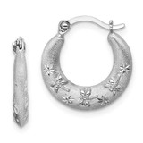 Image of 15mm Sterling Silver Rhodium-plated Diamond-cut Hoop Earrings QE8379