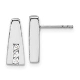 Image of 14.4mm Sterling Silver Rhodium-plated Polished CZ Post Earrings QE17147