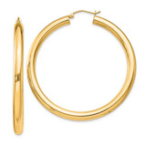 Image of 52mm Sterling Silver Flash Gold-plated 4mm Round Hoop Earrings QE4403GP
