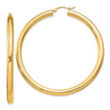 Image of 62mm Sterling Silver Flash Gold-plated 4mm Round Hoop Earrings QE4404GP