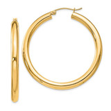 Image of 47mm Sterling Silver Flash Gold-plated 4mm Round Hoop Earrings QE818GP