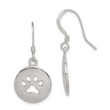 Image of 33mm Sterling Silver Polished Paw Print Shepherd Hook Earrings QE11946