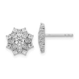 Image of 10.54mm Sterling Silver Rhodium-plated CZ Snowflake Post Earrings QE15771