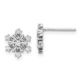 Image of 9.95mm Sterling Silver Rhodium-plated CZ Snowflake Post Earrings QE17671