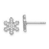 Image of 9.8mm Sterling Silver Rhodium-plated CZ Snowflake Post Earrings QE15021