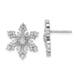Image of 18.98mm Sterling Silver Rhodium-plated CZ Snowflake Post Earrings QE15679