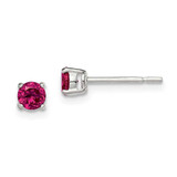 Image of 4mm Sterling Silver Polished 4mm Round Red Glass Stud Earrings QE12363