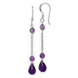 Image of 52mm Sterling Silver Polished Amethyst Teardrop Dangle Earrings QE2352