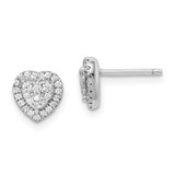 Image of 7.28mm Sterling Silver Rhodium-plated Pave CZ Heart Post Earrings QE15044