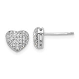Image of 7.4mm Sterling Silver Rhodium-plated Pave CZ Heart Post Earrings QE17509