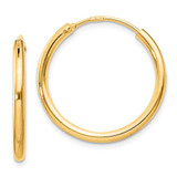 Image of 22mm Sterling Silver Flash Gold-plated 2mm Endless Hoop Earrings QE4368GP