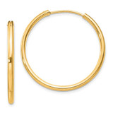 Image of 28mm Sterling Silver Flash Gold-plated 2mm Endless Hoop Earrings QE4370GP