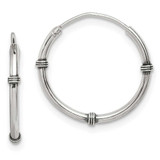 Image of 18mm Sterling Silver Polished and Antiqued Endless Hoop Earrings QE11708