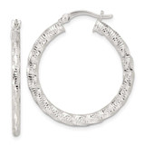 Image of 32.3mm Sterling Silver Polished and Textured Twisted Hoop Earrings QE15887