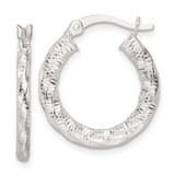 Image of 23.18mm Sterling Silver Polished and Textured Twisted Hoop Earrings QE15889