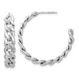 Image of Sterling Silver Rhodium-plated Curb Link Post Hoop Earrings QE17008