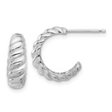 Image of Sterling Silver Rhodium-plated Scalloped Post Hoop Earrings QE16995