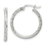 Image of 22mm Sterling Silver 2mm Polished/Satin Diamond-cut Hoop Earrings QE4417SP