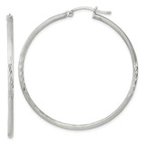 Image of 47mm Sterling Silver 2mm Polished/Satin Diamond-cut Hoop Earrings QE4422SP