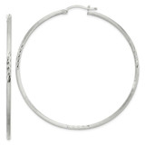Image of 63mm Sterling Silver 2mm Polished/Satin Diamond-cut Hoop Earrings QE4425SP