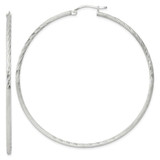 Image of 68mm Sterling Silver 2mm Polished/Satin Diamond-cut Hoop Earrings QE4426SP