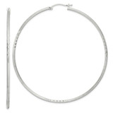 Image of 72mm Sterling Silver 2mm Polished/Satin Diamond-cut Hoop Earrings QE4427SP
