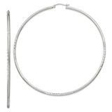 Image of 81mm Sterling Silver 2mm Polished/Satin Diamond-cut Hoop Earrings QE4428SP