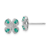 Image of 9.35mm Sterling Silver Rhodium-plated Teal & White CZ Post Earrings QE15778