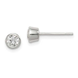Image of 4mm Sterling Silver Polished 4mm Round CZ Bezel Set Stud Earrings QE3173