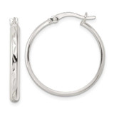 Image of 26.6mm Sterling Silver Polished and Diamond-cut Circle Hoop Earrings QE15856