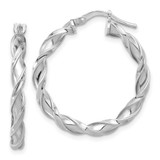 Image of 28.5mm Sterling Silver Rhodium-plated Polished Twisted Hoop Earrings QE16820