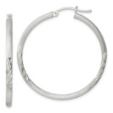 Image of 41mm Sterling Silver 2.5mm Polished/Satin Diamond-cut Hoop Earrings QE3553SP