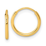 Image of 11.5mm Sterling Silver Gold-tone 1.3mm Polished Endless Hoop Earrings QE4346GP