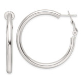 Image of 35.5mm Sterling Silver Polished 3.25mm Omega Back Round Hoop Earrings QE16949