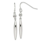 Image of 41.11mm Sterling Silver Polished Bead & Elongated Oval Dangle Earrings QE13596