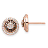 Image of 11mm Sterling Silver Pink Black Rhodium-plated CZ Fancy Post Earrings QE15739