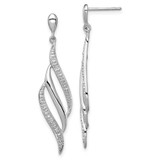 Image of 42mm Sterling Silver Rhodium-plated Diamond Swirl Post Dangle Earrings QE10544