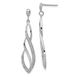 Image of 39mm Sterling Silver Rhodium-plated Diamond Swirl Post Dangle Earrings QE10594