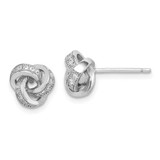 Image of 8.32mm Sterling Silver Rhodium-plated Polished CZ Love Knot Post Earrings QE15248