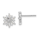 Image of 11mm Sterling Silver Rhodium-plated Polished CZ Snowflake Post Earrings QE14659