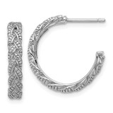 Image of Sterling Silver Rhodium-plated Textured Braided Post Hoop Earrings QE17004