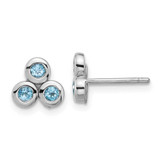 Image of 7.62mm Sterling Silver Rhodium-plated Light Swiss Blue Topaz Post Earrings QE17758BT