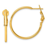 Image of 30mm Sterling Silver Gold-tone Polished 2mm Omega Back Round Hoop Earrings QE6633GP