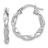 Image of 22.3mm Sterling Silver Rhodium-plated Polished & Textured Twisted Hoop Earrings QE16815