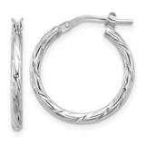 Image of 21.25mm Sterling Silver Rhodium-plated Polished Diamond-cut 2.00mm Hoop Earrings QE16793